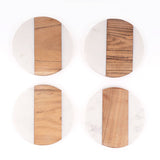 8 Oak Lane - Marble & Wood Round Coaster Set
