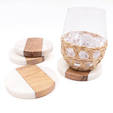 8 Oak Lane - Marble & Wood Round Coaster Set