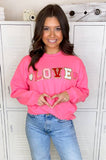 Sugar Stitch - LOVE Ideal Chenille Sweatshirt: XL / Safety Pink