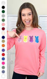 Sugar Stitch - Sparkle Peeps Adult Boyfriend Long Sleeve: AL / Safety Pink