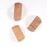 8 Oak Lane - Marble & Wood Round Coaster Set