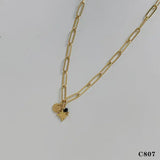 Sweet Cherry Sky - Paperclip Necklace with Pendant Charms in Silver or Gold: Yellow Gold