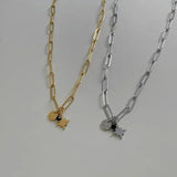 Sweet Cherry Sky - Paperclip Necklace with Pendant Charms in Silver or Gold: Yellow Gold