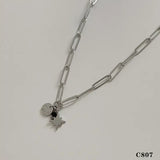 Sweet Cherry Sky - Paperclip Necklace with Pendant Charms in Silver or Gold: Yellow Gold