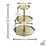 India Handicrafts Inc - Gilded Octagon Stand, 2-Tier