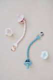 Itzy Ritzy - Sweetie Strap™ Silicone One-Piece Pacifier Clips: Blue Beaded