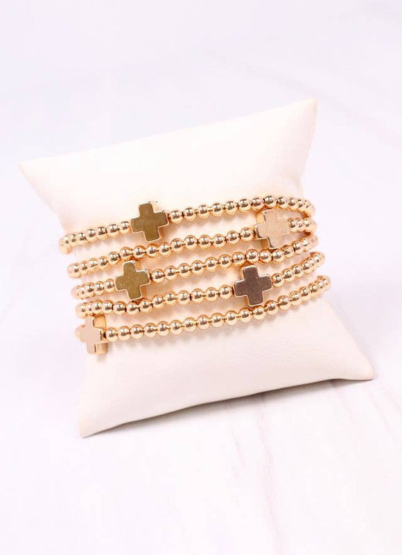 Caroline Hill - Olstead Cross Bracelet Set GOLD: Default