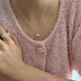 Sweet Cherry Sky - Sterling Silver Bow Pendant Necklace: Yellow Gold