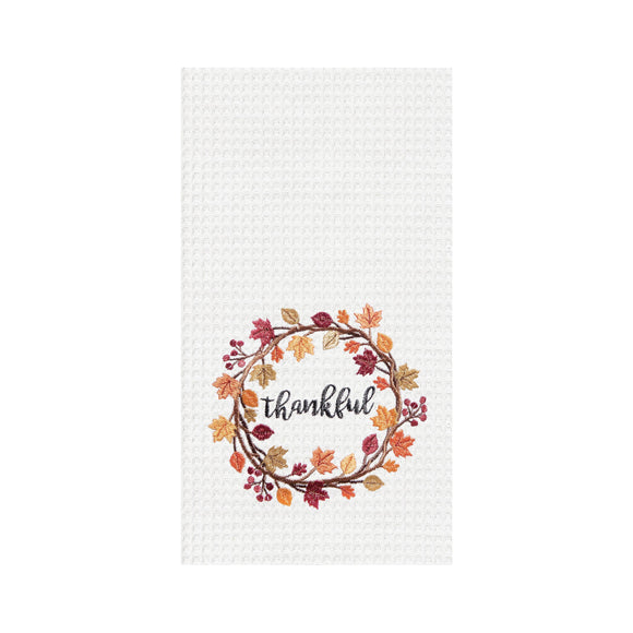 C&F Home - Fall/Harvest Thankful Wreath Thanksgiving Kitchen Towel
