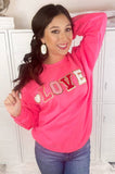 Sugar Stitch - LOVE Ideal Chenille Sweatshirt: XL / Safety Pink