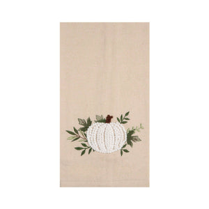 C&F Home - Fall/Harvest White Pumpkin French Knot Kitchen Towel
