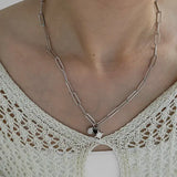 Sweet Cherry Sky - Paperclip Necklace with Pendant Charms in Silver or Gold: Yellow Gold
