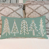 LuckyBird Apparel and Home - Christmas "Teal Tree Doodles" Pillow: 14"x24" / Pillow