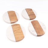 8 Oak Lane - Marble & Wood Round Coaster Set
