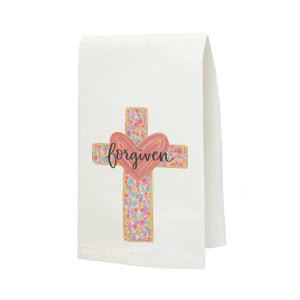 LuckyBird Apparel and Home - Spiritual "Forgiven" Cross Tea Towel: Standard / Tea Towel