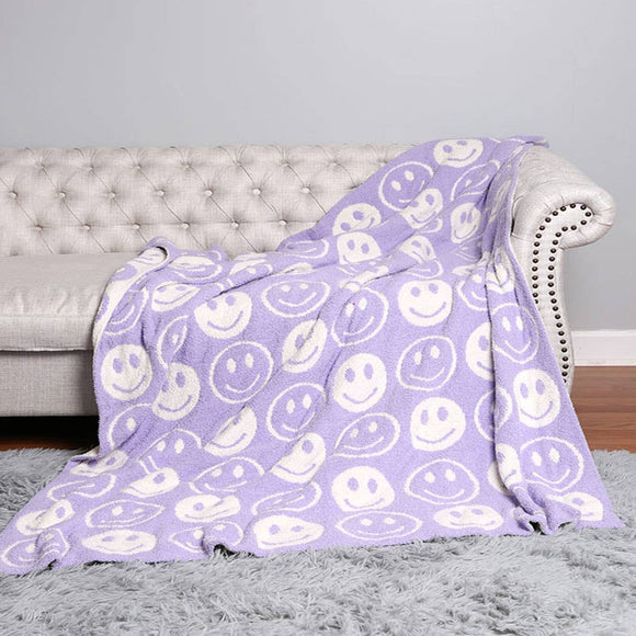 Fashion City - Happy Face Patterned Throw Blanket