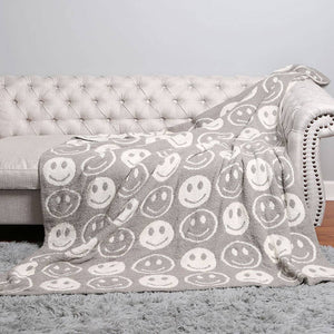 Fashion City - Happy Face Patterned Throw Blanket