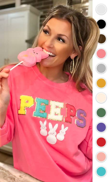 Sugar Stitch - Peeps Ideal Chenille Sweatshirt: XL / Safety Pink