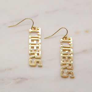 The Royal Standard - Tigers Varsity Earrings   Gold   1.5"