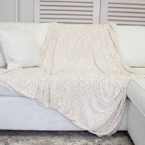 The Royal Standard - Leopard Harbin Throw   Soft White/Overcast   50x60