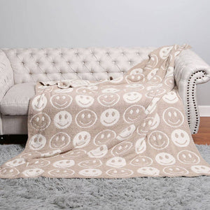 Fashion City - Happy Face Patterned Throw Blanket