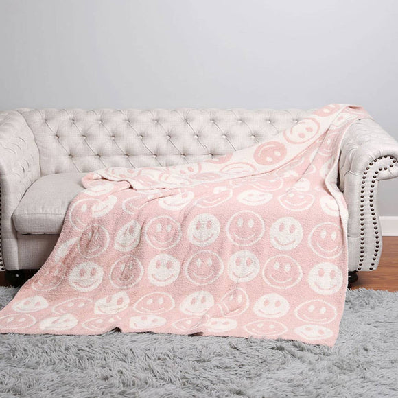 Fashion City - Happy Face Patterned Throw Blanket