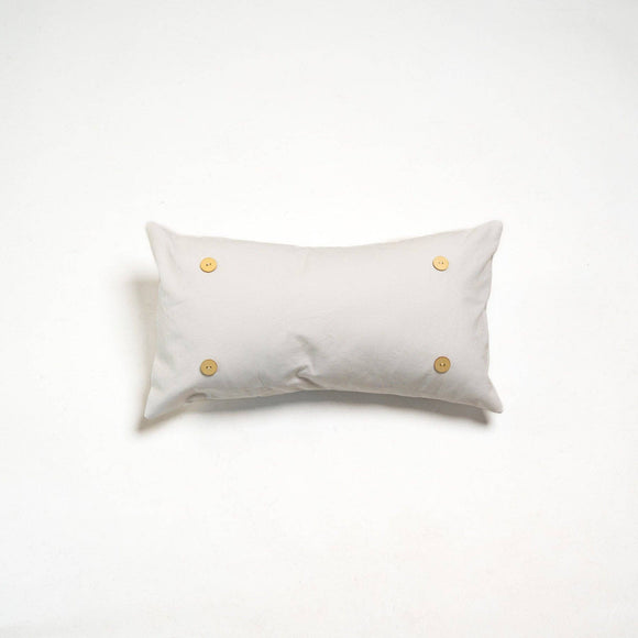 White Washed Cotton Button Pillow Lumbar: 14x22