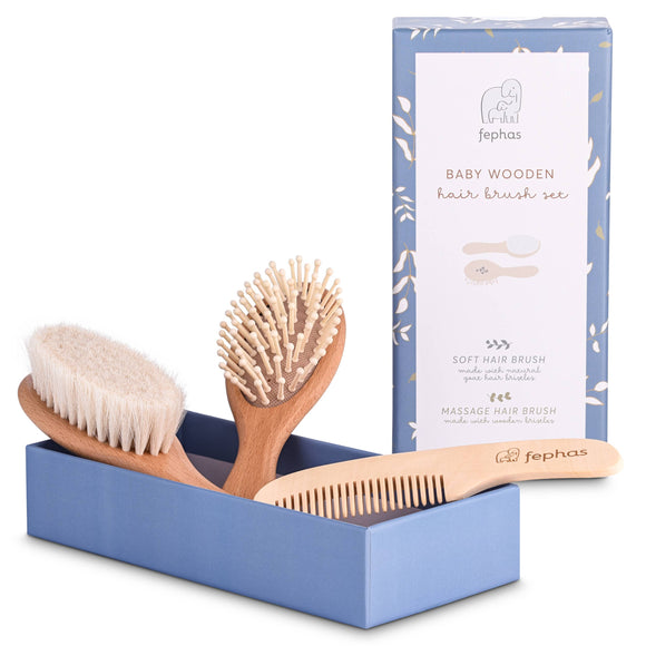 Wooden Baby Hair Brush Set