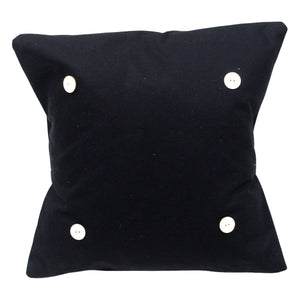 Black Square Button Pillow: 18"x18" / Button Pillow