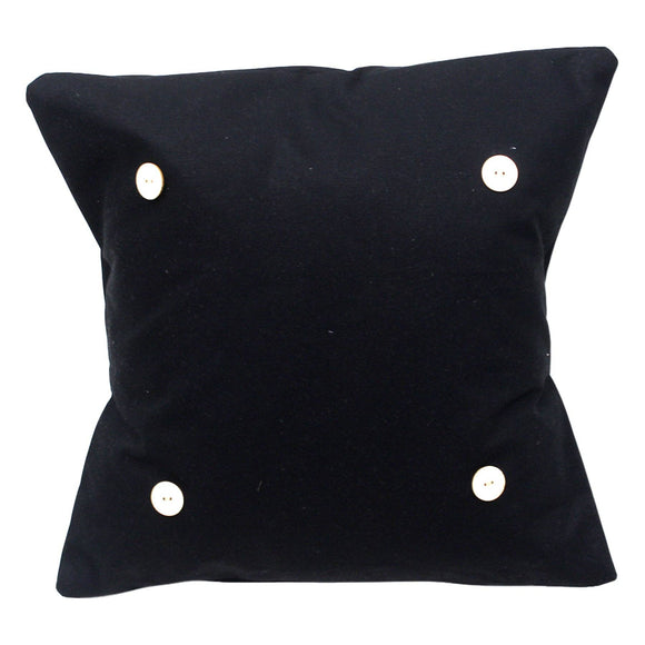 Black Square Button Pillow: 18