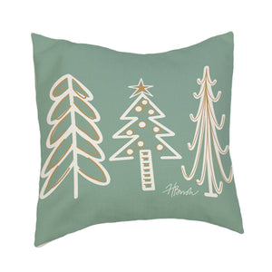 LuckyBird Apparel and Home - Christmas "Teal Tree Doodles" Pillow: 18"x18" / Pillow