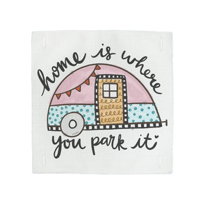 LuckyBird Apparel and Home - Camping "Home is Where You Park It" Square Pillow Swap: Square / Pillow Swap