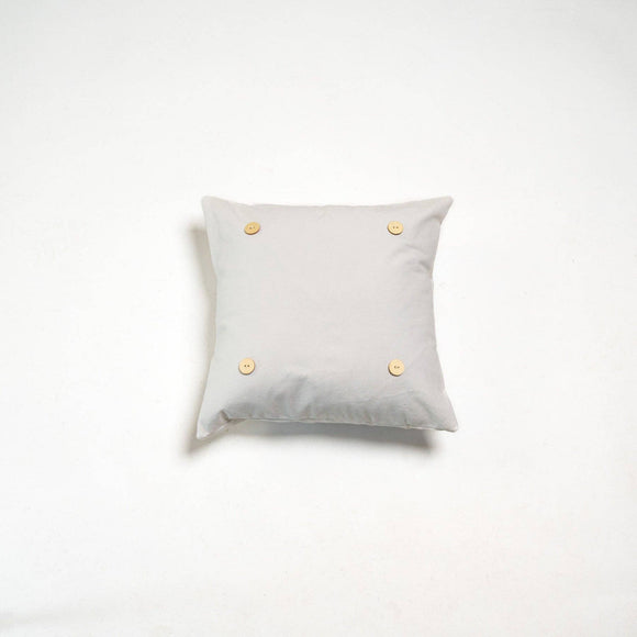 White Washed Cotton Button Pillow Square