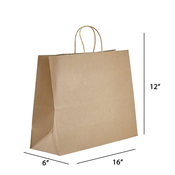 PTP BAGS - Natural/White Paper Bag - 16 x 6 x 12.5 (250 Pack)