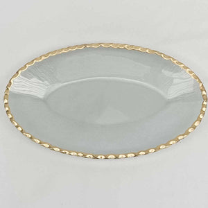 Cordova Oval Serving Tray   Clear/Gold   13.3x8