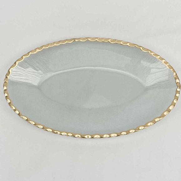 Cordova Oval Serving Tray   Clear/Gold   13.3x8