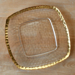 The Royal Standard - Palmer Textured Glass Plate   Clear/Gold   12.25x12.25