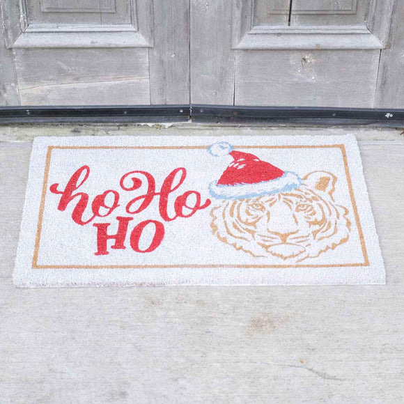 The Royal Standard - Santa Tiger Coir Doormat   White/Red/Natural   30x18