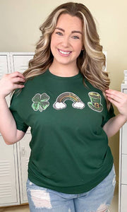 Sugar Stitch - Sparkle St. Patrick’s T-Shirt: XL / Forest Green