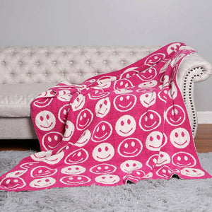 Happy Face Patterned Throw Blanket