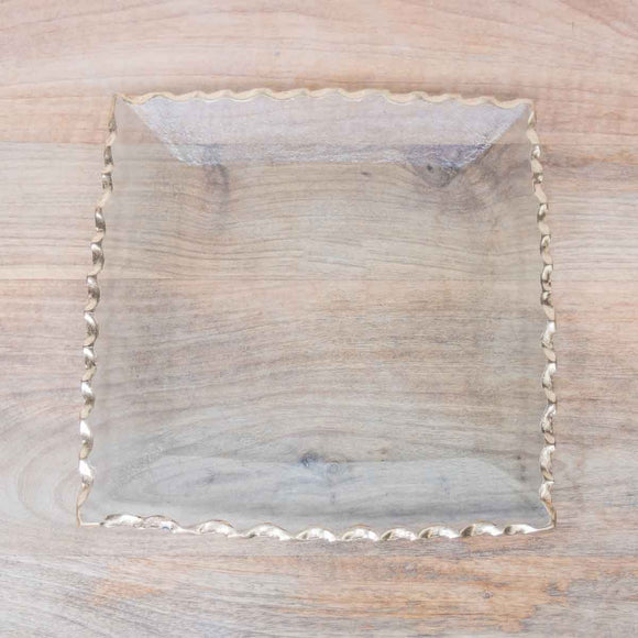 The Royal Standard - Seward Square Serving Tray   Clear/Gold   11.75x11.75x1.25