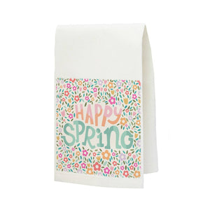 LuckyBird Apparel and Home - Happy Spring Tea Towel: Standard / Tea Towel